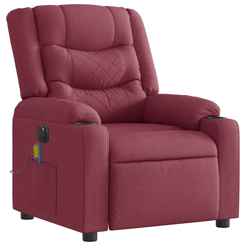 Electric Massage Chair Wine Red Fabric