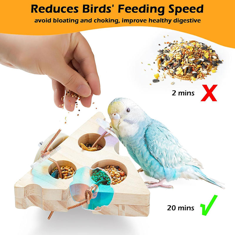 Pet Bird Parrot Wood Foraging Platform Stand Rack Triangle/Square Chewing Bites Intelligence Feeders Natural Stand For Parrots