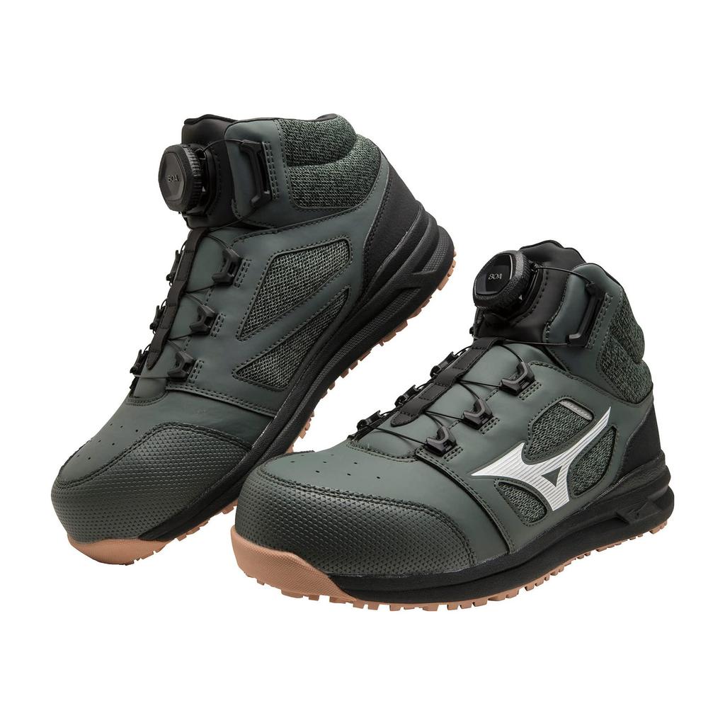 Mizuno Almighty BOA Work and Safety Khaki and Size 3E LS73M Men's Shoes, White, 26cm,