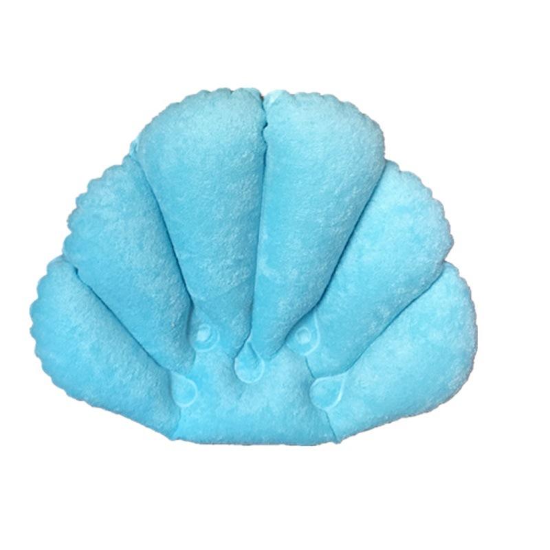 

1pcs 2024New Soft Fan-shaped Inflatable Bath Pillow Neck Support with With Suction Cups Spa Cushion Pillow Bathtub Cushion синій