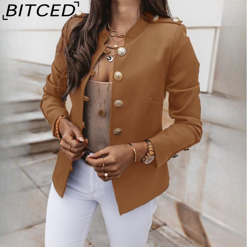 BITCED Женский приталенный блейзер-жакет с длинным рукавом на пуговицах XXXL верблюд