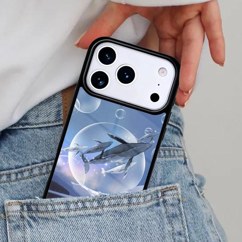 Beautiful Blue Whale Painting Soft Phone Case for iPhone 16e 15 14 13 12 17 Pro Max Plus Air 17pro Cover Coque