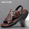 Big Size Men Leather Sandals Summer Classic Men Shoes Slippers Soft Sandals Men Roman Comfortable Outdoor Walking Footwear
