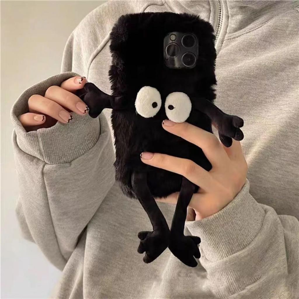 Plush Briquettes for Apple 15ProMax Phone Case for IPhone16/14/13 Fall/Winter 12 Cartoon Funny XR