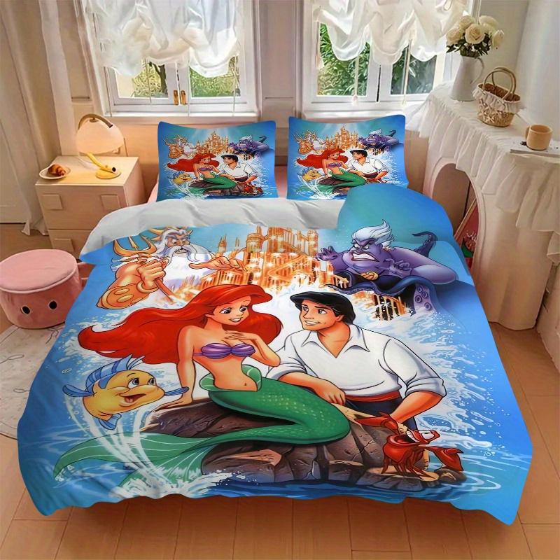 3pcs Princess Ariel The Little Mermaid Underwater Bedding Set Includes Quilt Cover and Pillowcases, Suitable for All Seasons S083