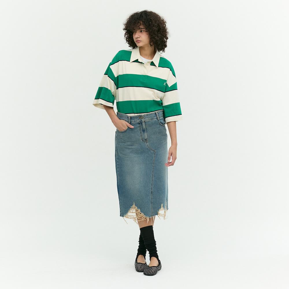 Ibiem Diagonal Cut Denim Skirt Emp7Dsk020