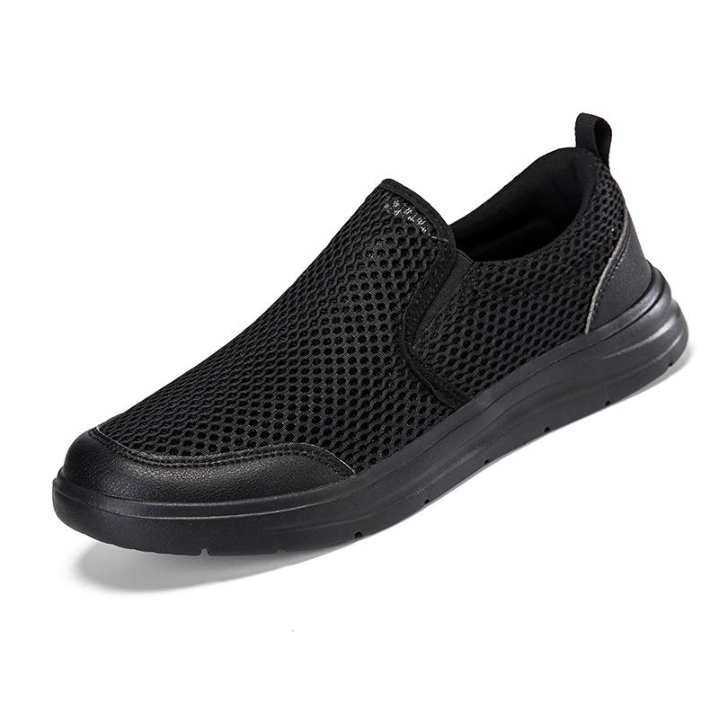 Summer Men's Comfortable Slip-On Sports Shoes Pure Color Breathable Mesh Lightweight Thick Casual Shoes Easy Wear Sneakers