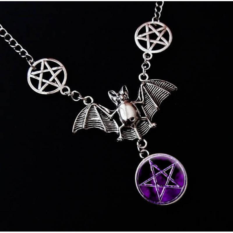 Trendy European & American Bat Pentagram Hip Hop Necklace Pendant