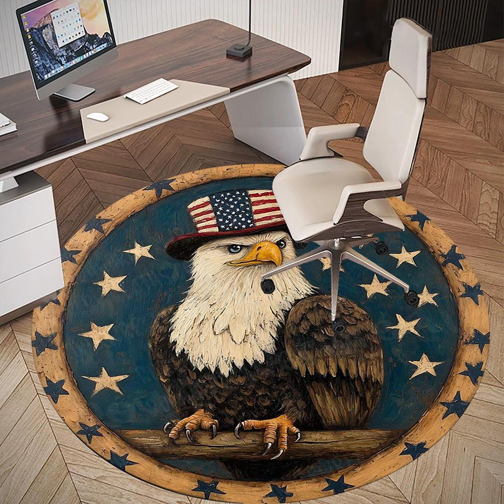 1PC American Eagle Flag Office Round Area Rug, Under Office Chairs Bedroom Living Room Home Decor,Carpet for Office, -1110234