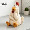 Housewarming Gifts for Gardeners Funny Chicken Garden Statue, Resin Figurine, Farmhouse Outdoor Decor Yard Balcony Flowerpot, Lawn, Decoration