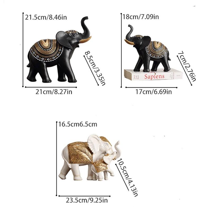 Resin Elephant Statue Luck Elephant Figurine Brings Good Luck Health Strength Ideal for Modern Rustic Living Room Office Bedroom