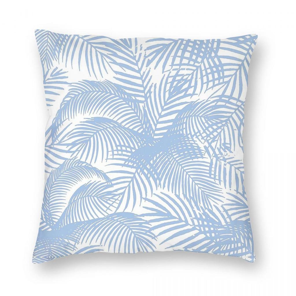 Blue Charleston Carolina Palms Square Pillowcase Polyester Linen Velvet Printed Zip Decor Sofa Seater Cushion Cover