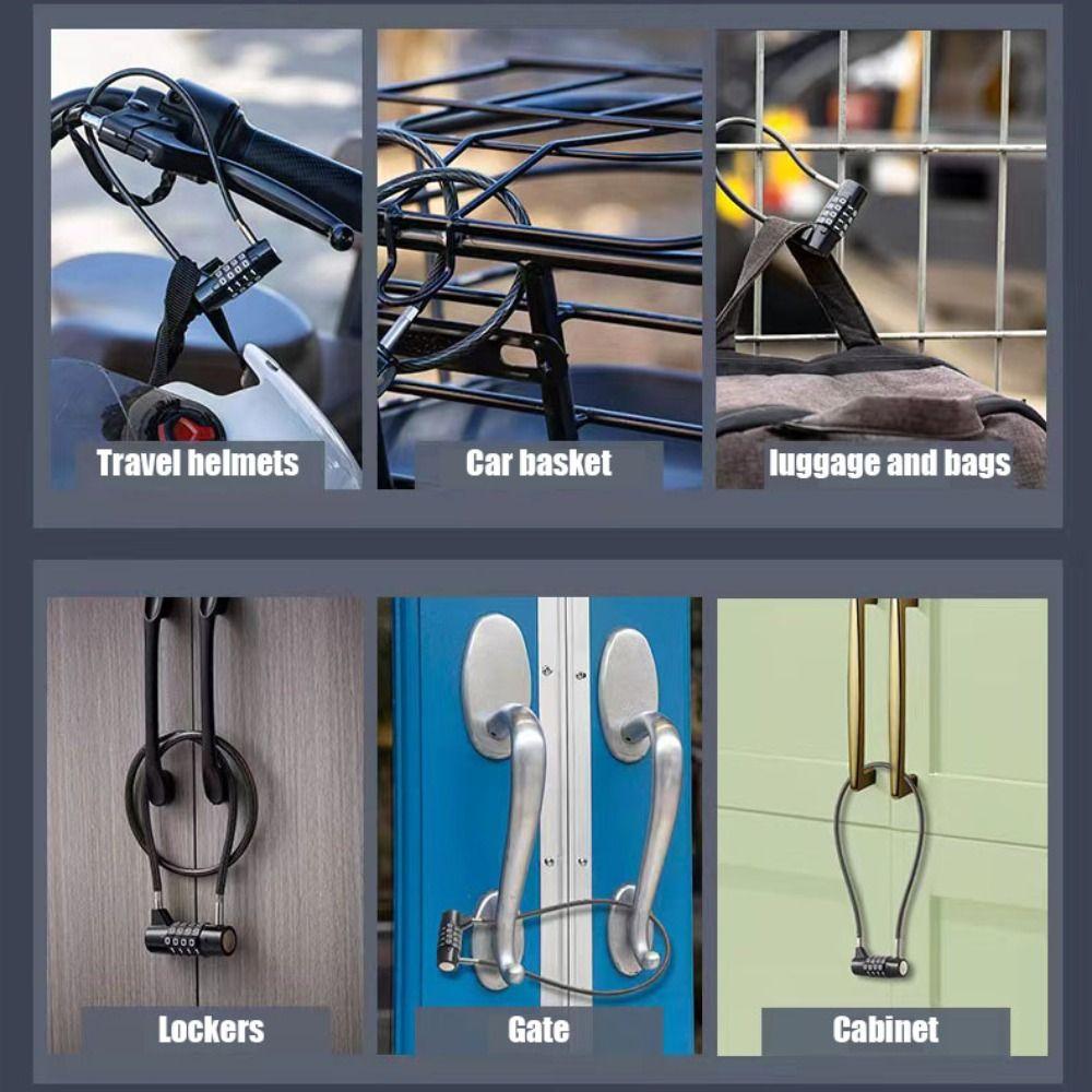 4-digit Steel Cable Lock Multifunctional Suitcase Lock Lightweight Cable Password Lock Helmet
