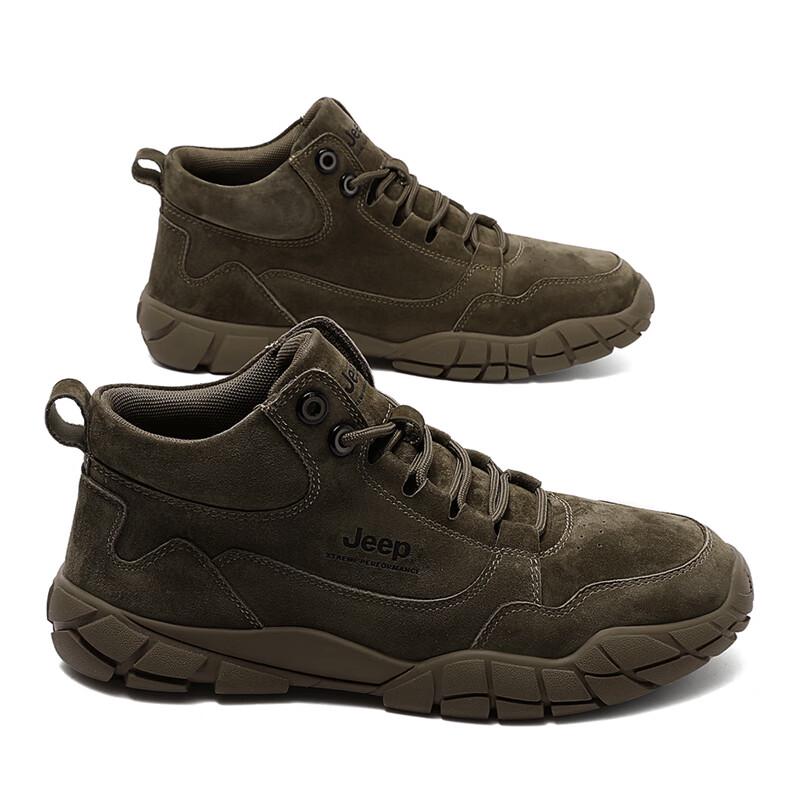 JEEP Men's Wear-Resistant Non-Slip Leather Hiking Shoes