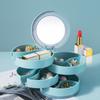 1Pc Jewelry Stand Holder Display Tray Multilayer Rotating Jewelry Storage Box With Mirror Plastic Makeup Box