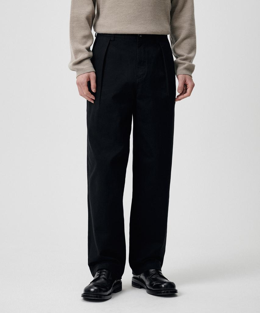 MUSINSA STANDARD Reverse One-Tuck Regular Fit Chino Pants [Black]