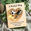 Soccer Heart Pocket Hug with Gift Card 2D Acrylic Heart-Shaped Soccer Inspirational Keepsake Emotional Support Gifts for Soccer Lovers Sports