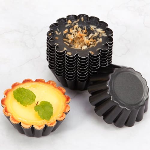 YFFSFDC Mini Egg Tart Pans, Mini Pie Pans, Cake Pans, Muffin Pans, Flower Pans, Cupcake Pans, Reusable DIY Baking Tools, 6.3cm Diameter (Set of 12)