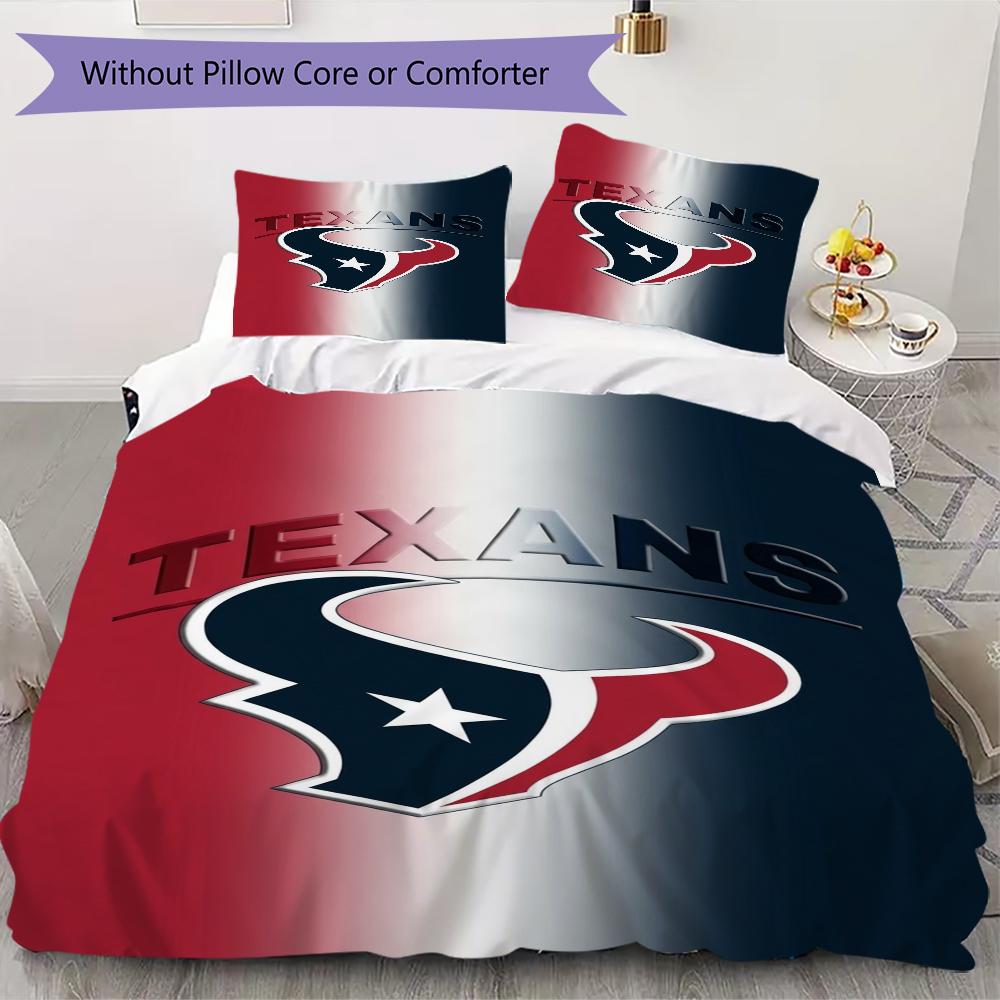 Houston Texans Muster Bettwäsche Steppdecken-Set Bettbezug Kissenbezug Heimdekoration Geburtstagsgeschenk (1*Bettbezug + 2*Kissenbezug ohne Füllung)