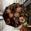 1pc Butterfly Flowers Automatic Folding Umbrella, Heavy Duty 8 Rib Iron Frame,  Suitable for Travel, Daily Use, Birthday, Decor Gift M0104078