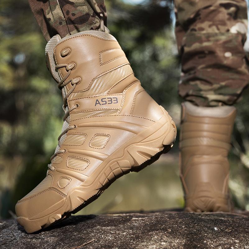 Popular Large-size Men's Military Fan Training Boots Outdoor Camping Wear-resistant Tactical Boots Hiking Tactical Boots