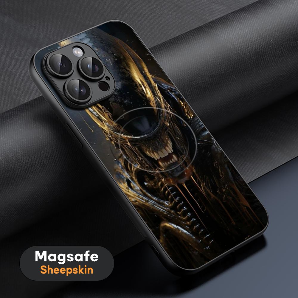 Film Alien M-Mons-TER Cool Phone Case For iPhone 17 16 15 14 13 12 11 Plus Pro Max High-end Luxury Magsafe Sheepskin