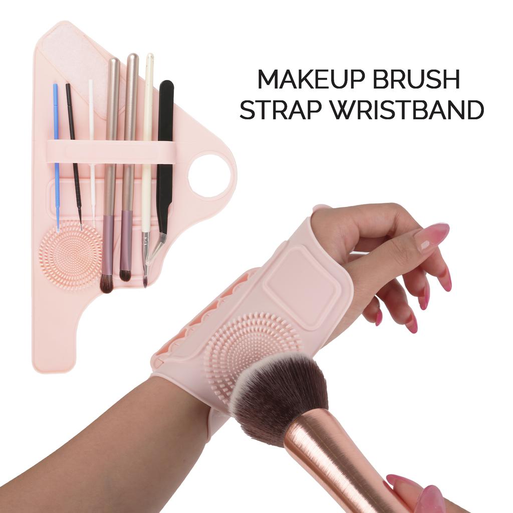 Soft Silicone Makeup Tool Adjustable Makeup Brush Accessories Makeup Palette Wrist Strap Color Palette with Storage