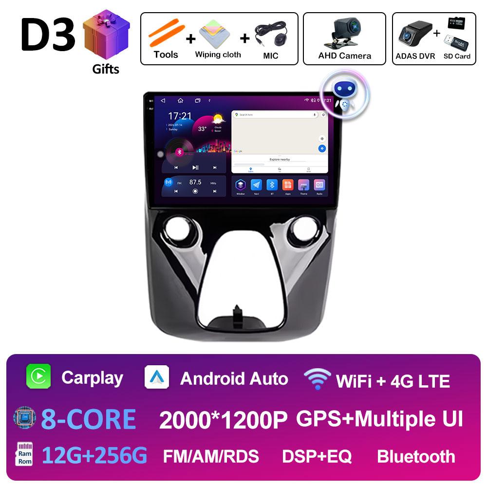 Car Audio Multimedia Radio Player For Peugeot 108 For Toyota Aygo B40 2014 2015 2016 - 2021 Android 14 Wireless Carplay NO 2 Din