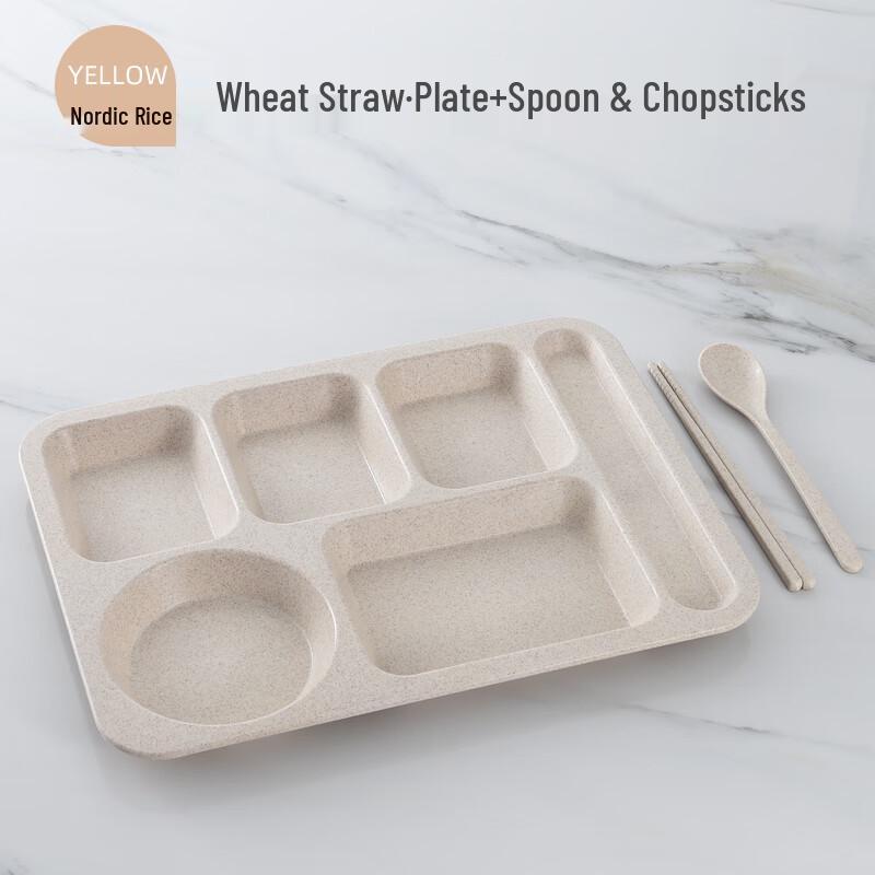 Набор меламиновых секционных тарелок для ланча в скандинавском стиле с приборами