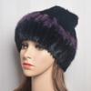 Genuine Real Natural Knitted Mink Fur Hat Luxury Women Handmade Knit Fashion Winter Warm Headwear Beanies Cap