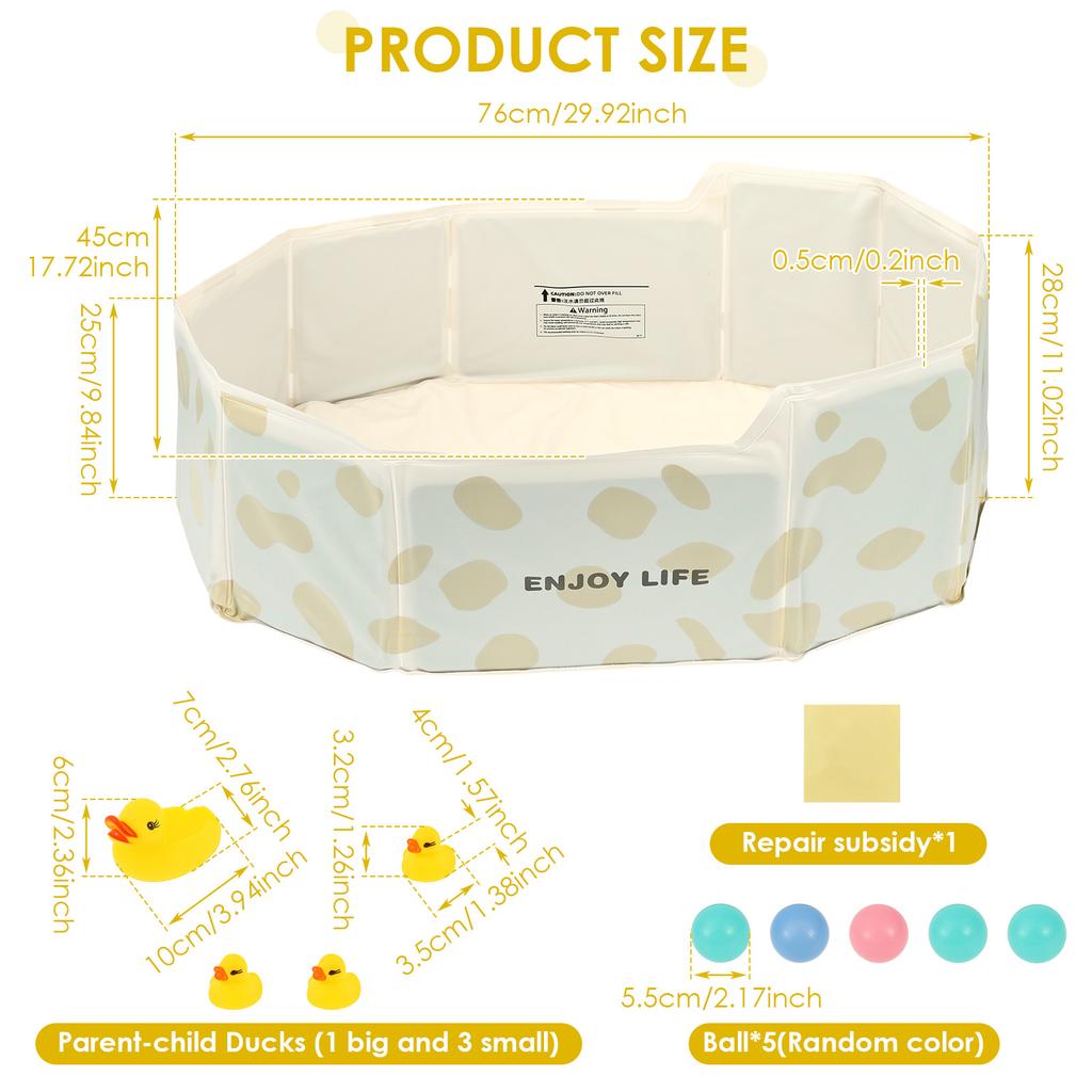 PVC Foldable Baby Bath Portable Bathtub Large Toddler Bathtub with Drain Valve Space Saving and Robust Paddling Pool for Home