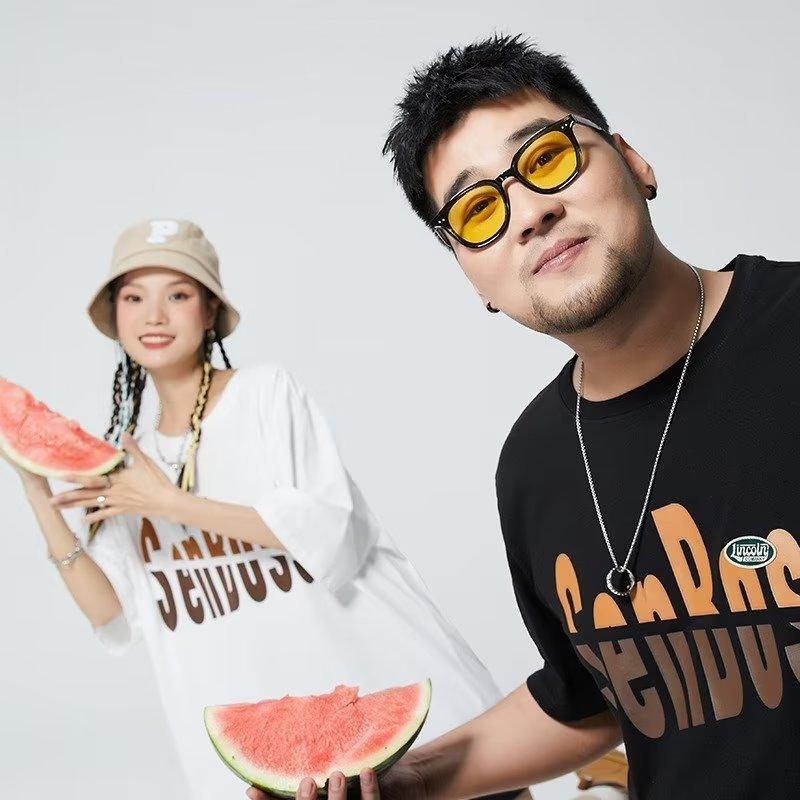 Летняя мужская футболка с короткими рукавами очень большого размера для свободных пар — фото 3