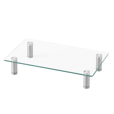 Iris Ohyama A 40cm Wide Glass Monitor Stand for a Tidy Its Wide Design with Ample Storage Area and Wide Design Elevates Your Eyes To Reduce Neck and
