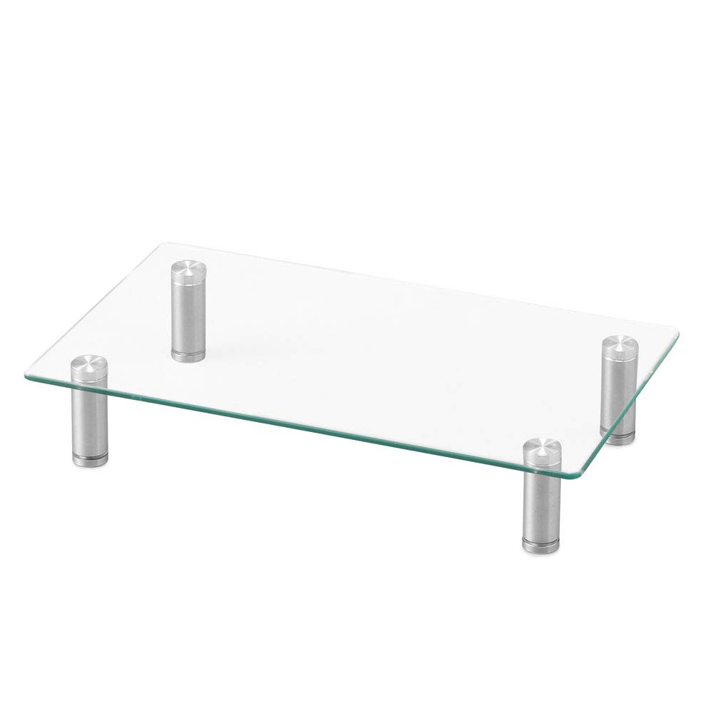 Iris Ohyama A 40cm Wide Glass Monitor Stand for a Tidy Its Wide Design with Ample Storage Area and Wide Design Elevates Your Eyes To Reduce Neck and