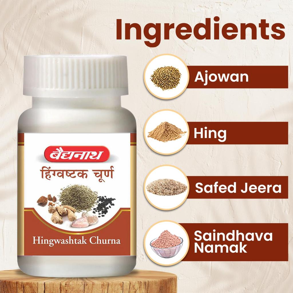 Baidyanath Hingwashtak Churna 120 gm Pack Of 1 Natural Digestive Powder For Healthy Stomach Relief