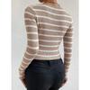Autumn Women's Long Sleeve Slim Half Open Neck Top Knitwear