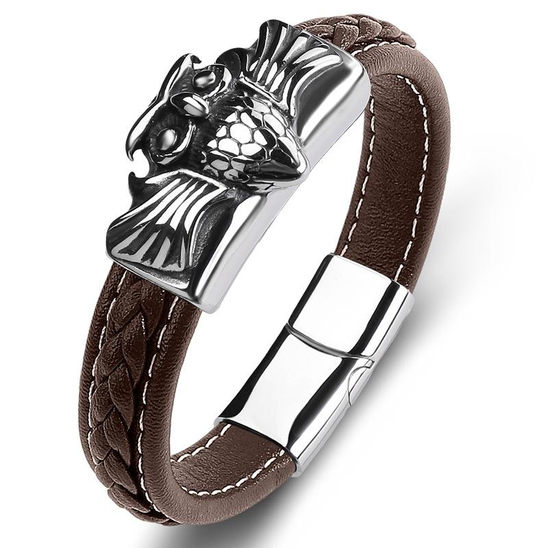 2026 Trendy Product, European and American Men's Owl Bracelet, Magnet Buckle Trend, Leather Bracelet