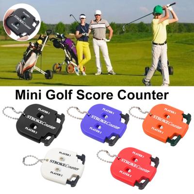 Portable Golf Score Counter Clicker, 2 Player Stroke Counter Scorer Indicator, Mini Square Score Keeper for Golf Training Competitions & Games