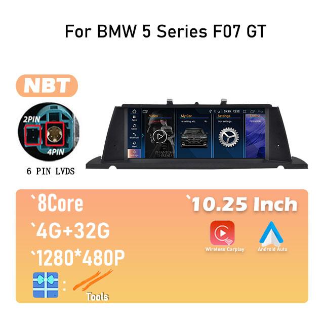 

10,25 DSP Android 14 Автомагнитола GPS Навигация Видеоплеер Беспроводной CarPlay Для BMW 5 Серии F07 GT Система CIC NBT