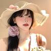 Big Brim Sun Hat Seaside Beach Idyllic Forest Bow Streamer Straw Hat Female Summer Flower Tulip