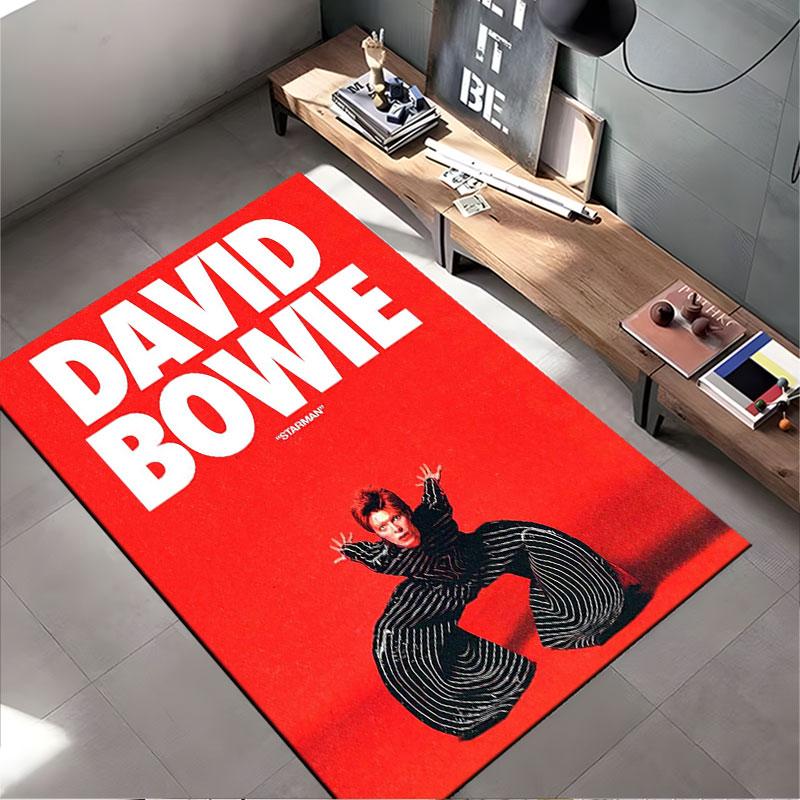 Red Carpet with David Bowie Design suitable as a non-slip mat for the living room or bedroom sofa