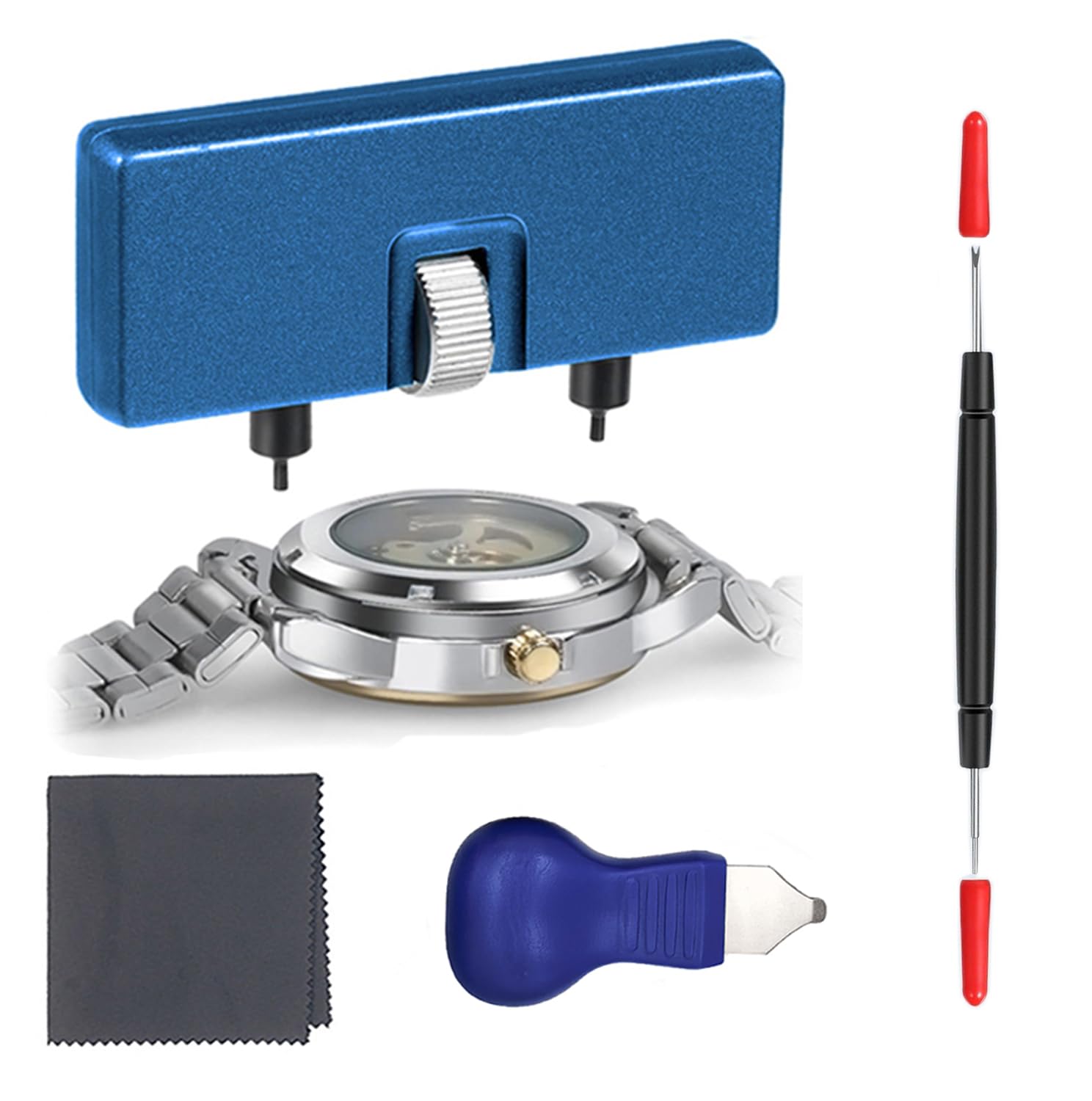 TICFROG Инструмент для замены батарейки в часах, Открыватель задней крышки часов, Открыватель корпуса, Открыватель винтовой задней крышки, Набор, Аксессуары, Открыватель, Сделай сам синий