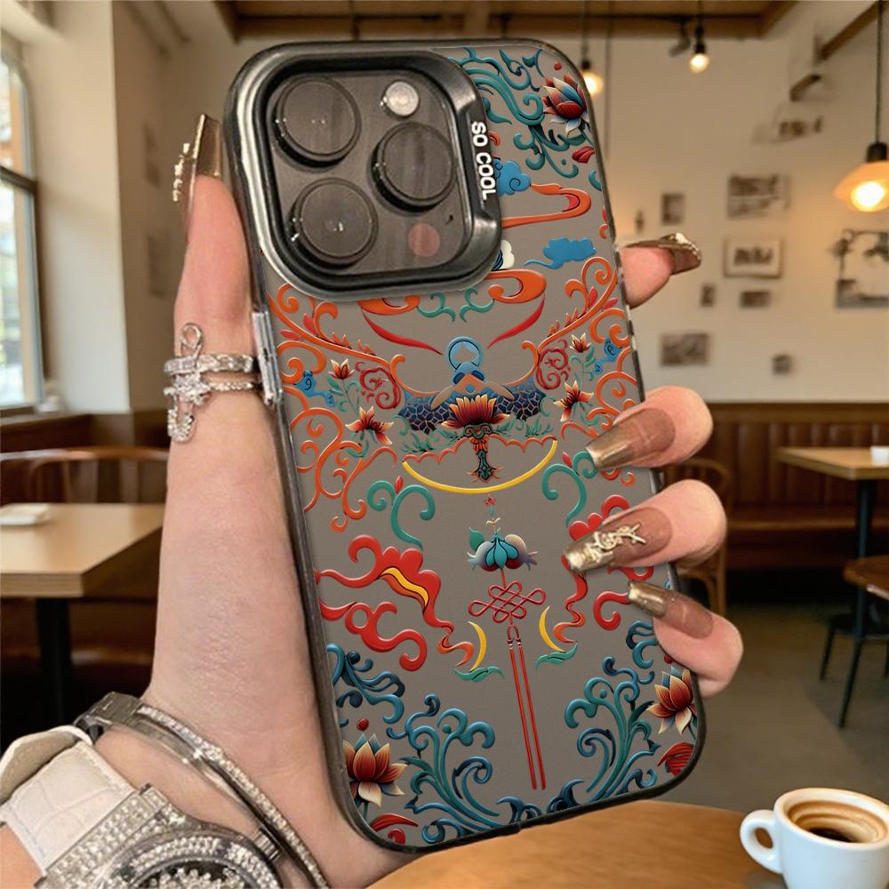 Chinese Pattern Fu Character Shockproof Phone Case for Iphone 16 15 14 13 12 11 Pro Max/Mini Anti-Scratch Premium Hard Cover