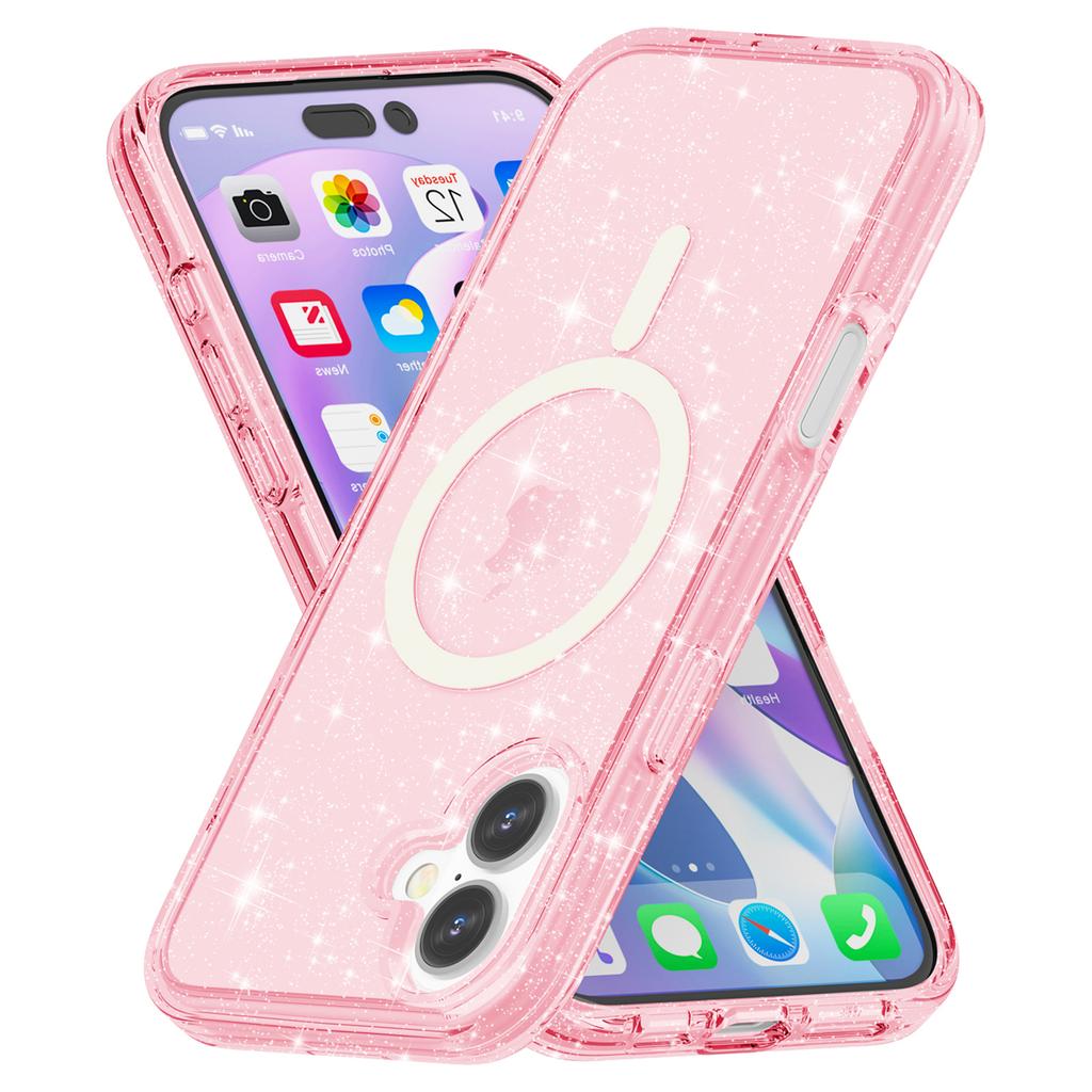 For iPhone 16 Case Compatible with MagSafe Sparkly Glitter PC+TPU Phone Cover