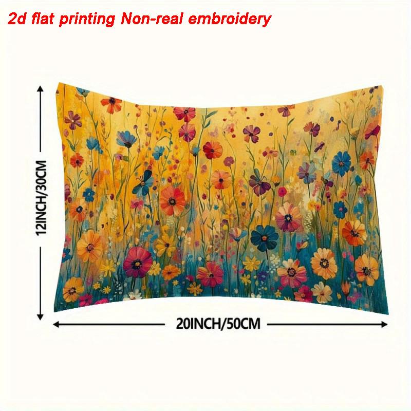 1pcs Long Decorative Throw Plush Cushion Cover with Zipper Double-sided Printed Painted Floral Accent for Home Decor 7990₽