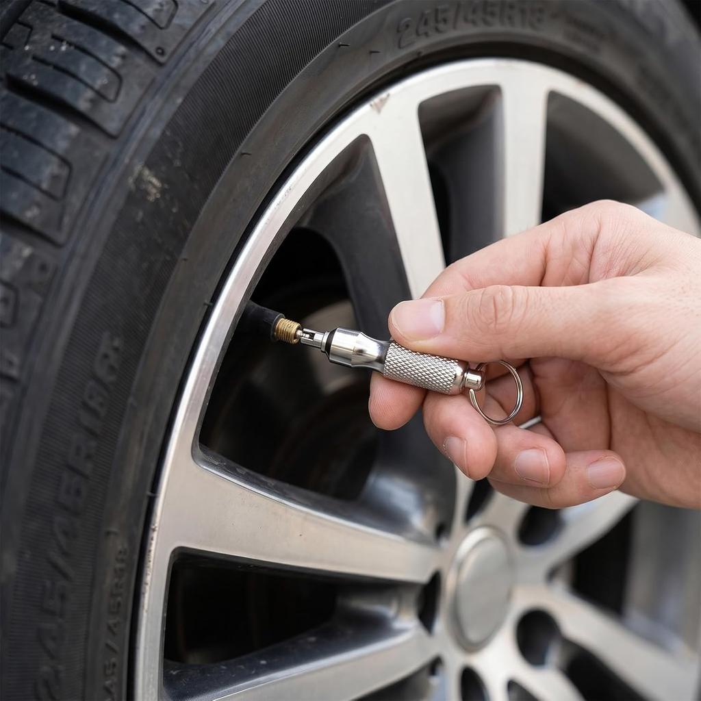2Pcs Valve Stem Removal Tool, Stainless Steel Motorcycle Keychain, Valve Stem Puller Remover Core Tire Valves Stem Tool Portable Repair Accessories