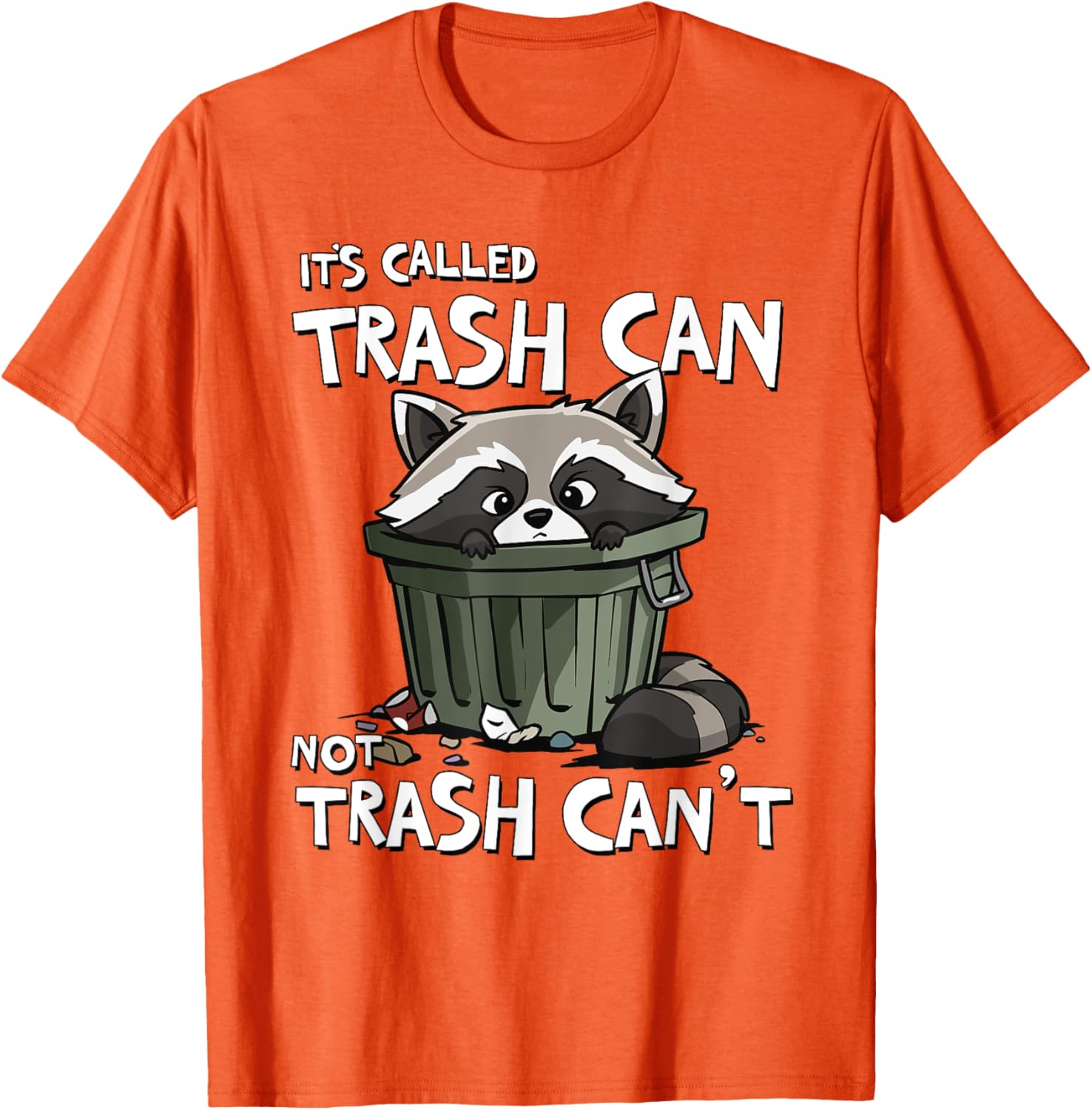 Funny Raccoon Trash Can Pun Graphic Tee Men Casual Short Sleeve Cotton T-Shirt 4XL