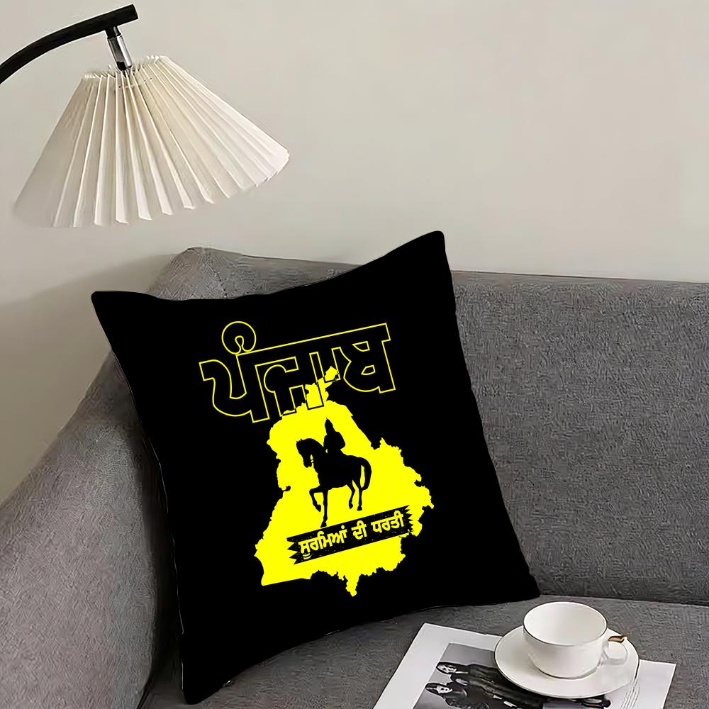 Classic PPunjabB Map Cushion Cover Elegant Comfort Pillowcase Sofa Bed Doublesided Printed Invisible Zipper Home Decor