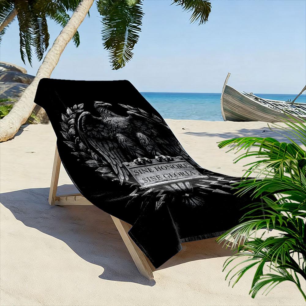 Majestic eagle emblem elevated Print beach towel, quick drying, suitable for travel, outdoor sports, jogging, the beach and swimming, gift