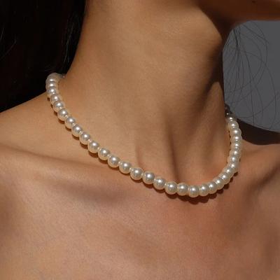 2023 Trend Wedding Party Šperky Big Pearl Choker náhrdelník pre ženy Elegantné biele náhrdelníky s imitáciou perál X0172
